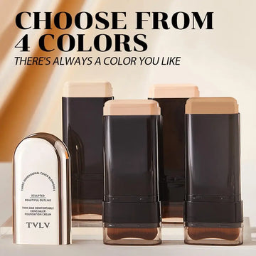 Waterproof Concealer Foundation Stick With Brush - All-in-One Long-Lasting, Oil Control, Brightening Makeup Natural Matte Finish