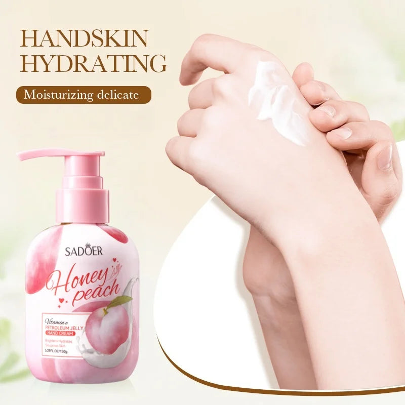 150g Peach Hand Cream, Rich in Glycerin, Peach Extract Essence, Tocopherol, and Other Ingredients, with a Moisturizing Texture That Is Non-Greasy. It Can Nourish Dry Skin, and Can Be Used for Hand, Foot, and Body Care, Keepin